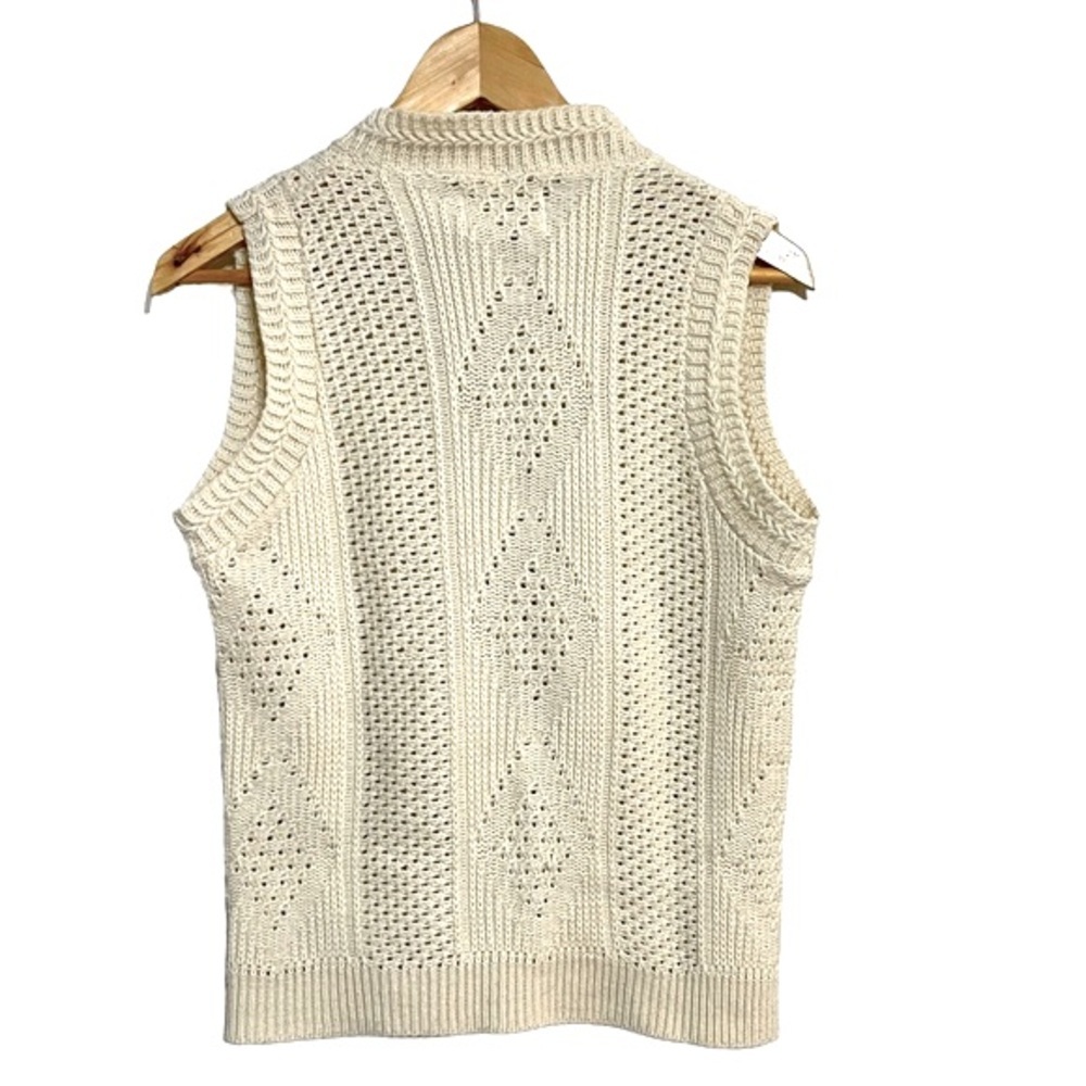 Vintage60s Sturbridge by Roosevelt Sweater Vest Diamond Pattern Cream Size Small - Picture 2 of 5